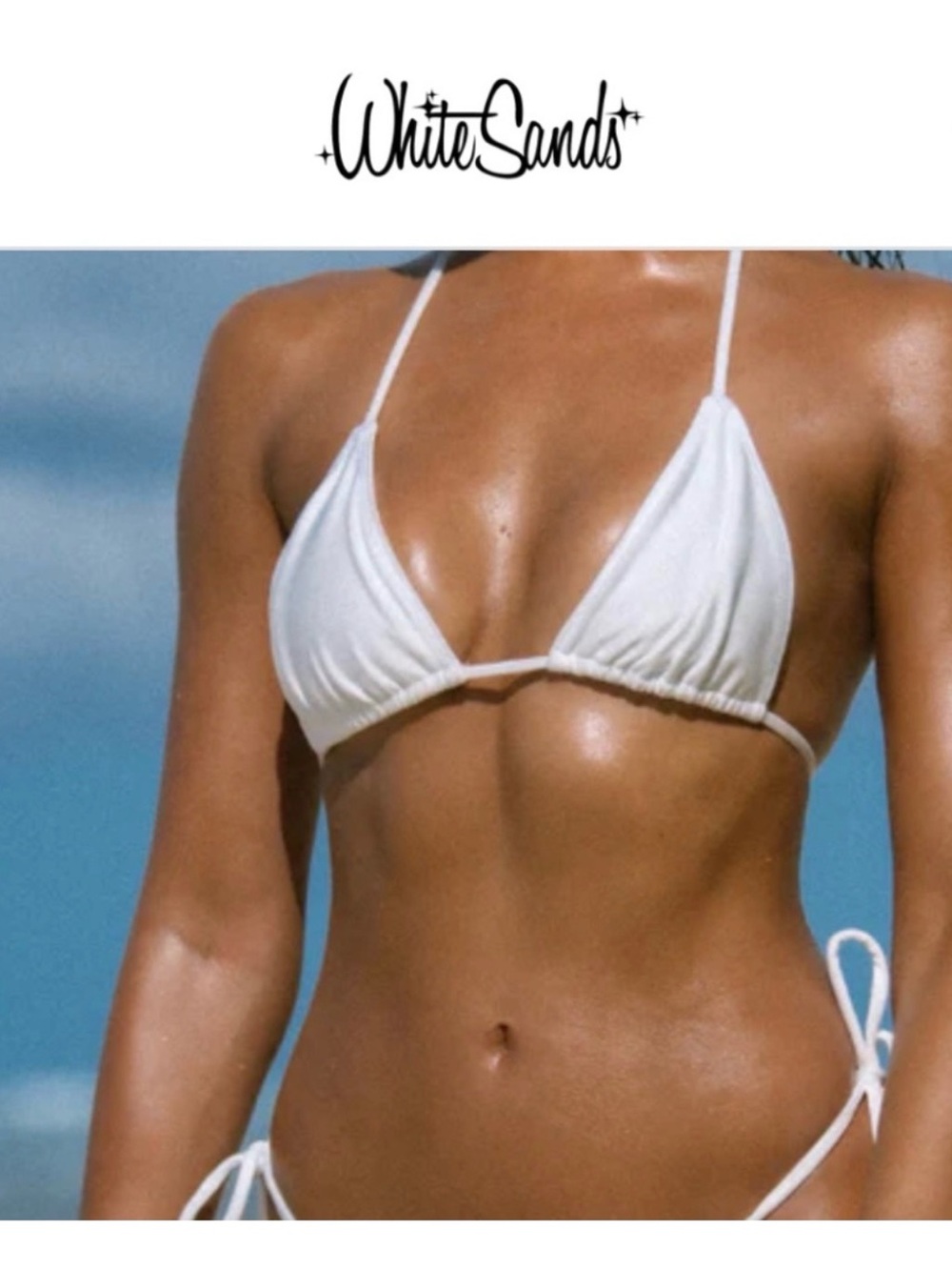 White Sanda White Triangle String Bikini Top